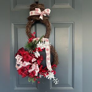 Beautiful handmade wreath. A steal at 50.00. You would pay over 100.00 on Etsy.